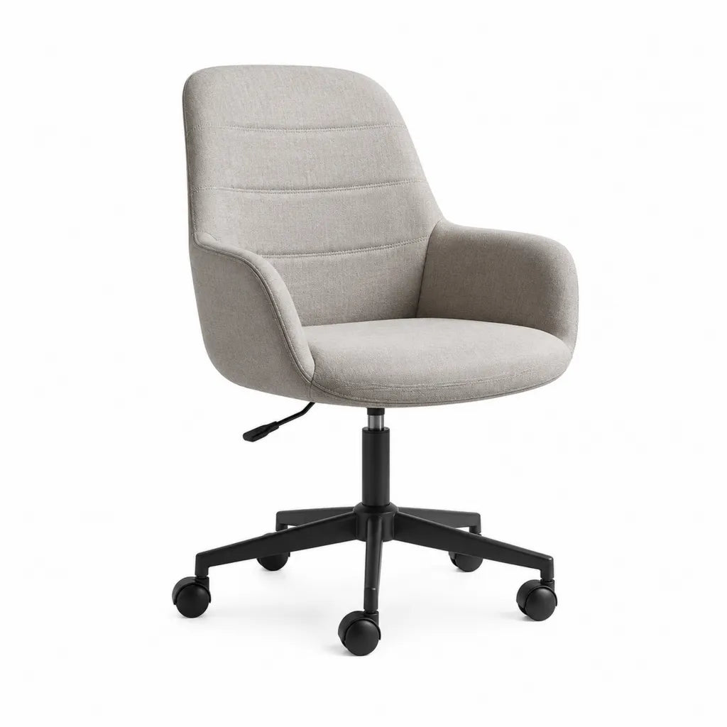 Sedia da ufficio girevole con braccioli in poliestere grigio forma avvolgente 62 x 62 x 88-98 cm