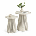 Set 2 Tavolini Laterali Rotondi in MDF Beige Dia45 x 50 cm e Dia60 x 65 cm