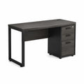Scrivania ufficio rettangolare con cassettiera 3 cassetti 120 x 60 x 75 cm pannello truciolare grigio scuro nero