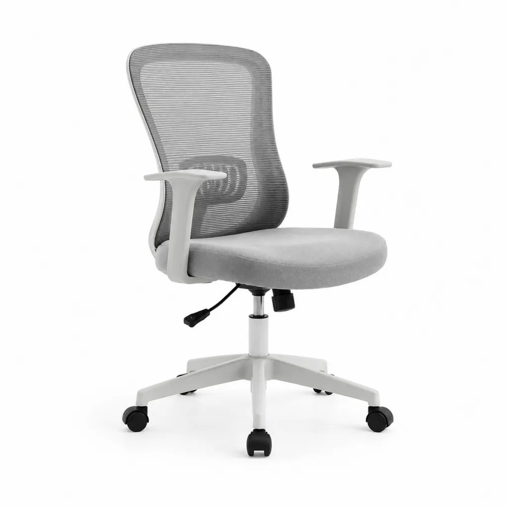 Sedia da ufficio ergonomica girevole con schienale in rete grigia e braccioli 62 x 62 x 92-102 cm