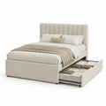 Letto matrimoniale contenitore con cassetto estraibile 160 x 200 cm in poliestere beige